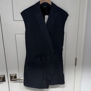 Bebe Navy Pinstripe Sleeveless Vest